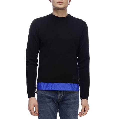 prada pullover herren schwarz|Schwarz Pullover Aus Wolle Und Re.